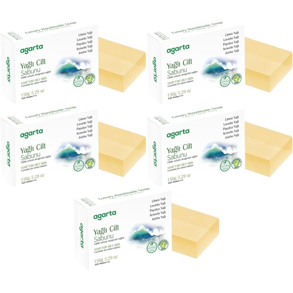 Agarta El Yapımı Doğal Sabun 150GR Yağlı Cilt (5 Li Set)