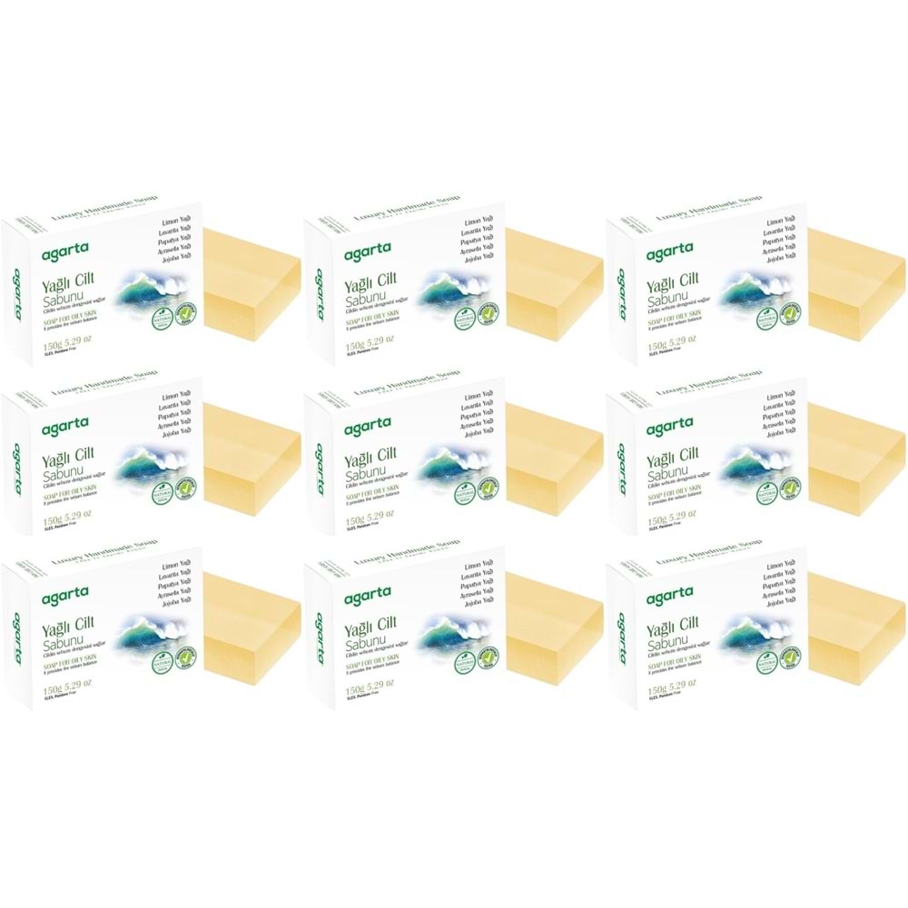 Agarta El Yapımı Doğal Sabun 150GR Yağlı Cilt (9 Lu Set)