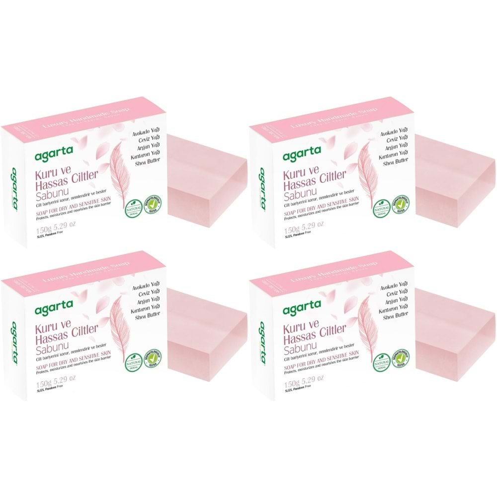 Agarta El Yapımı Doğal Sabun 150GR Kuru ve Hassas Ciltler (4 Lü Set)