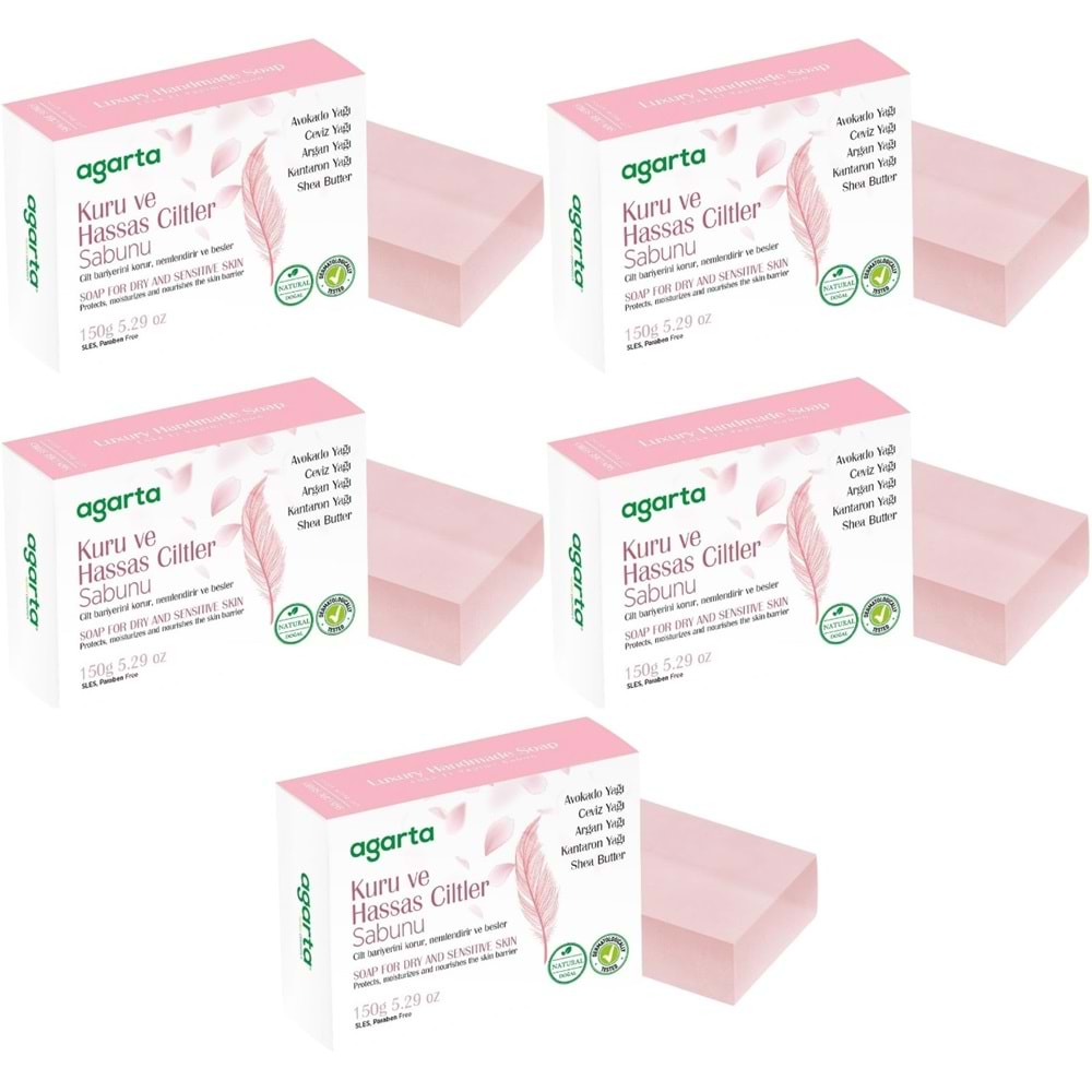 Agarta El Yapımı Doğal Sabun 150GR Kuru ve Hassas Ciltler (5 Li Set)