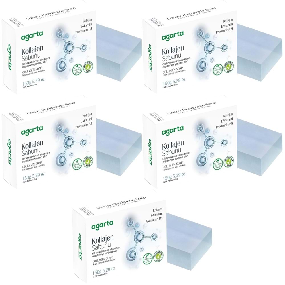 Agarta El Yapımı Doğal Sabun 150GR Kollajen (5 Li Set)