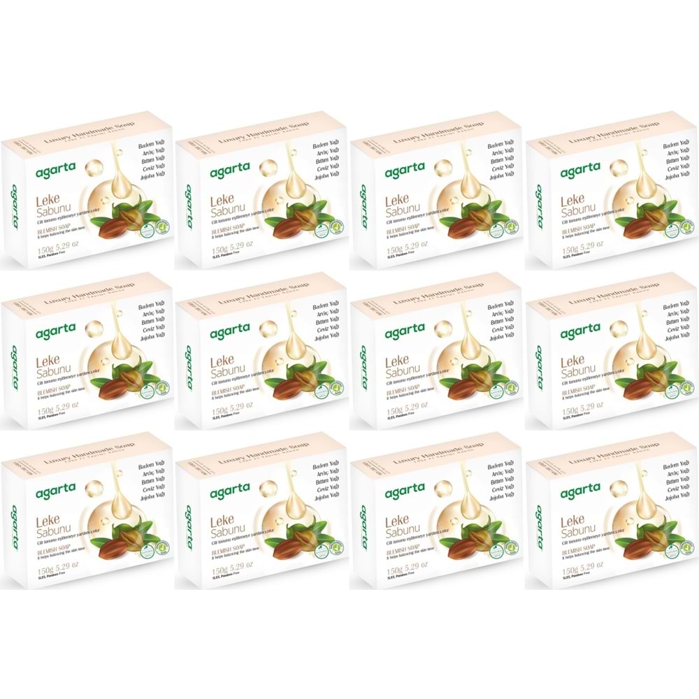Agarta El Yapımı Doğal Sabun 150GR Leke (12 Li Set)