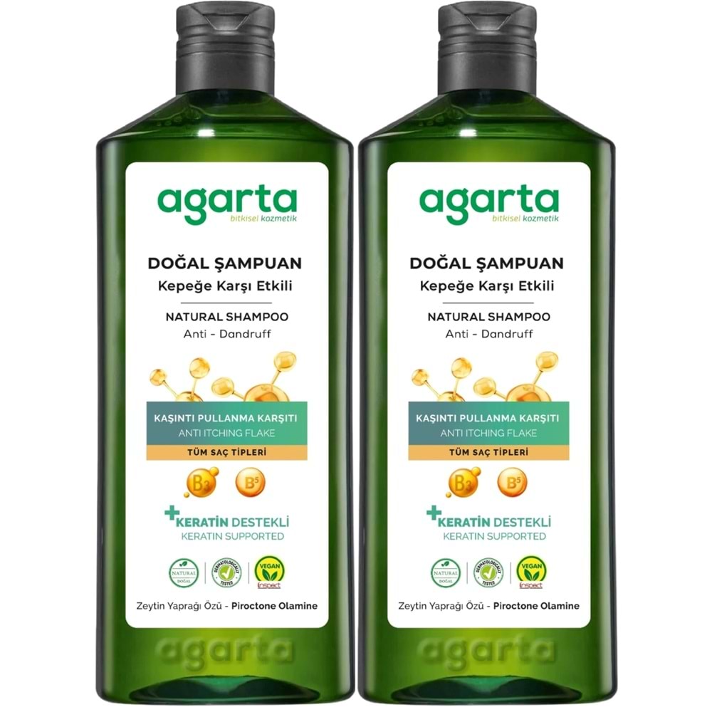 Agarta Doğal Şampuan 400 ML Kepek Karşı Etkili - Kaşıntı Pullanma Karşıtı (2 Li Set)
