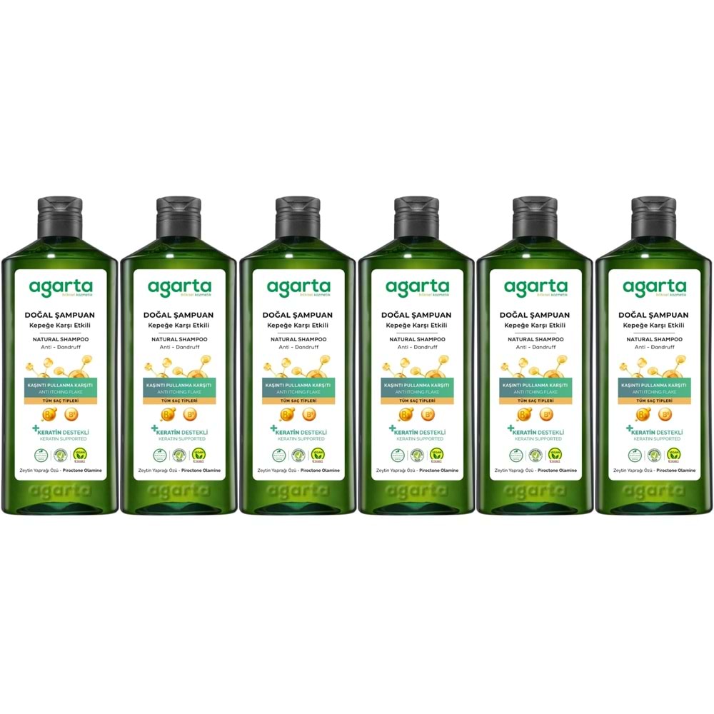 Agarta Doğal Şampuan 400 ML Kepek Karşı Etkili - Kaşıntı Pullanma Karşıtı (6 Lı Set)