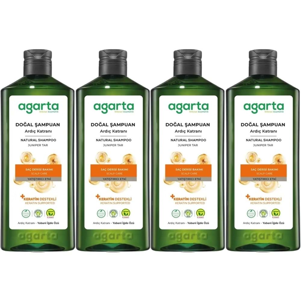 Agarta Doğal Şampuan 400 ML Ardıç Katranı ve Keratin (4 Lü Set)
