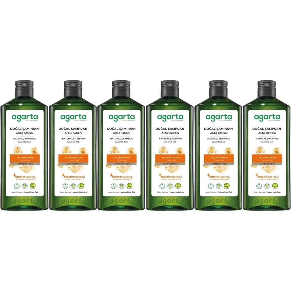 Agarta Doğal Şampuan 400 ML Ardıç Katranı ve Keratin (6 Lı Set)