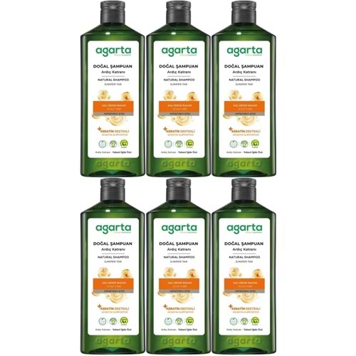 Agarta Doğal Şampuan 400 ML Ardıç Katranı ve Keratin (6 Lı Set)