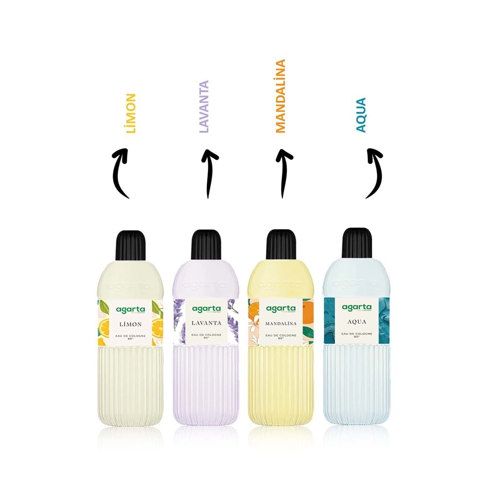 Agarta Kolonya 400 ML Aqua 80 Derece Pet Şişe (2 Li Set)
