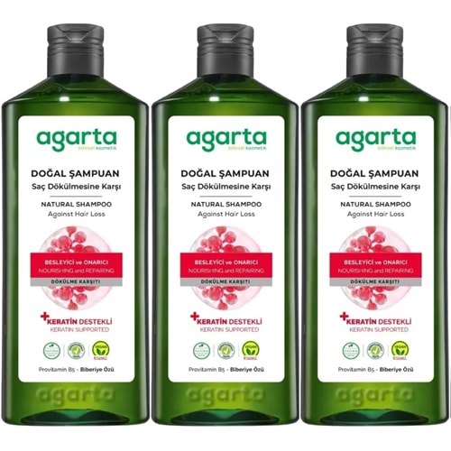 Agarta Doğal Şampuan 400 ML Saç Dökülmesine Karşı Çözüm (3 Lü Set)