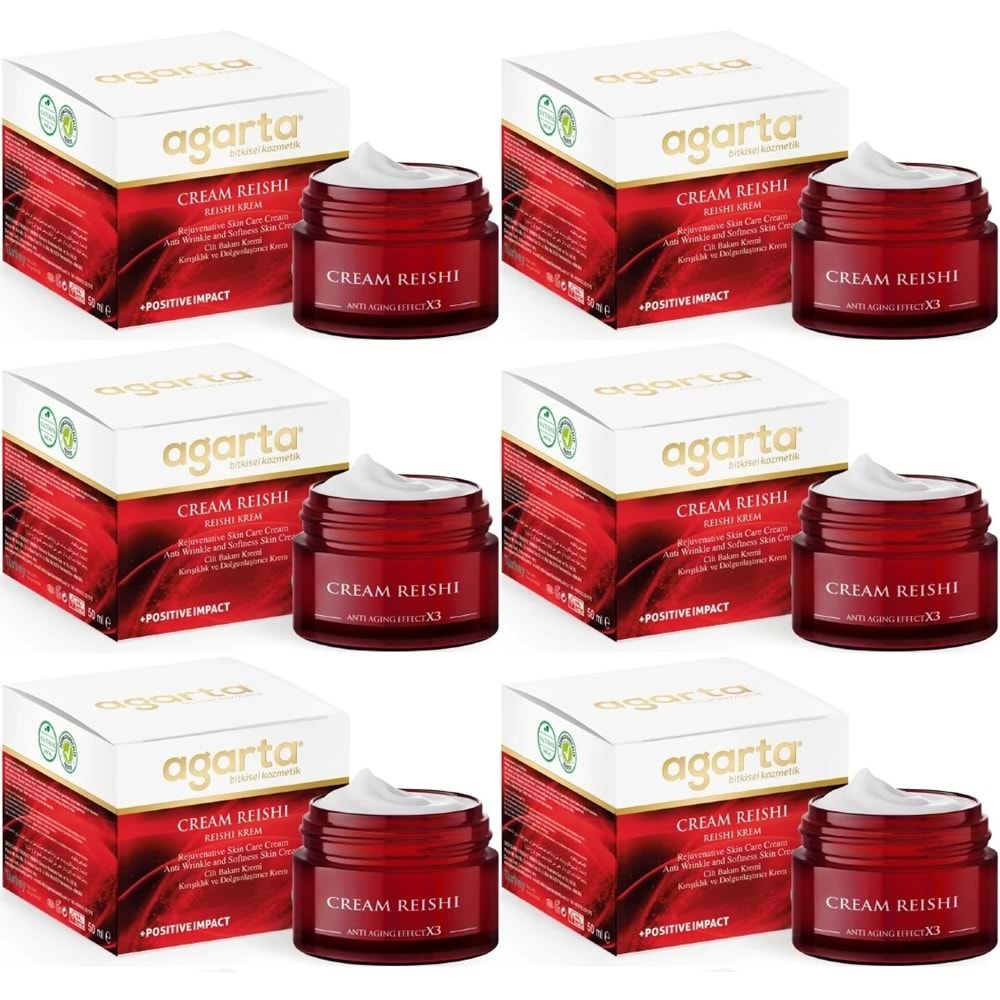 Agarta Doğal Yaşlanma Karşıtı Reishi Kremi 50 ML (Kırışıklık - Dolgunlaştırıcı) (6 Lı Set)
