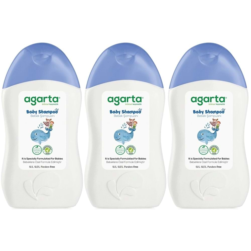 Agarta Doğal Erkek Bebek Çocuk Şampuanı Saç ve Vücut 400 ML (3 Lü Set)