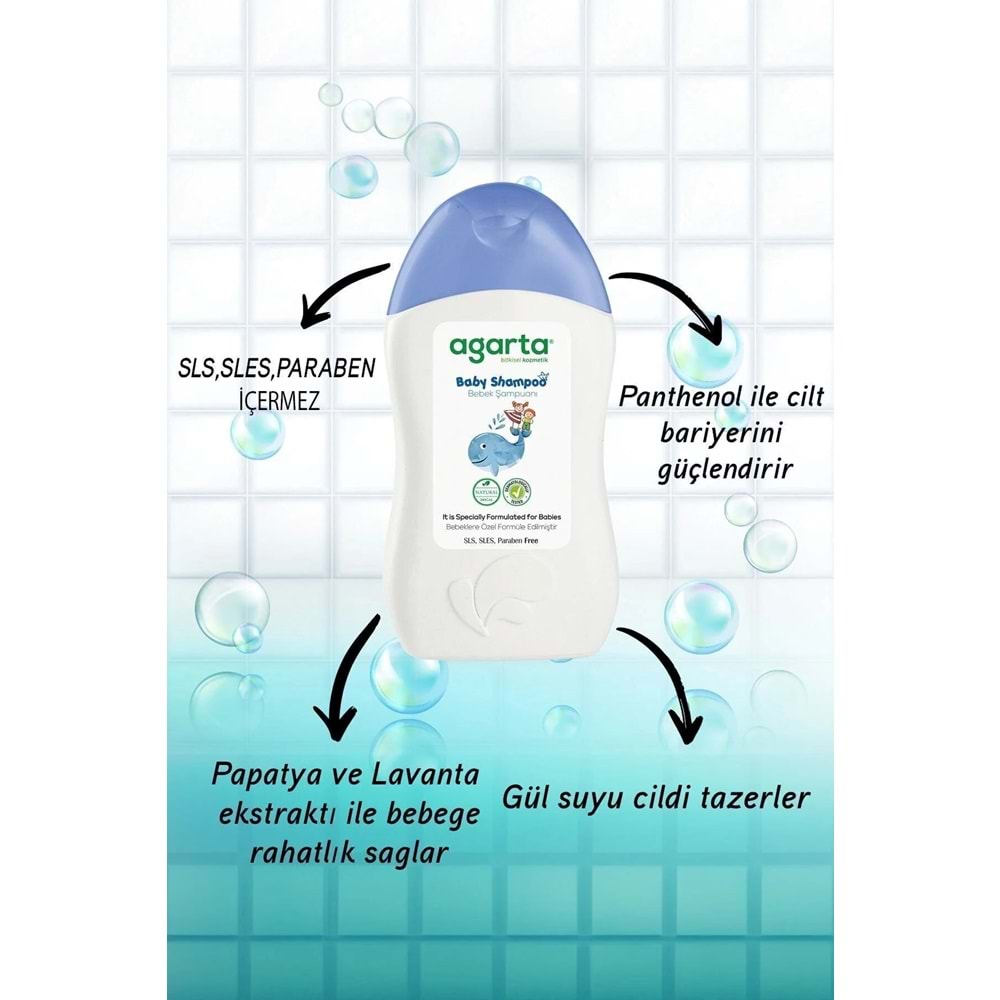 Agarta Doğal Erkek Bebek Çocuk Şampuanı Saç ve Vücut 400 ML (3 Lü Set)