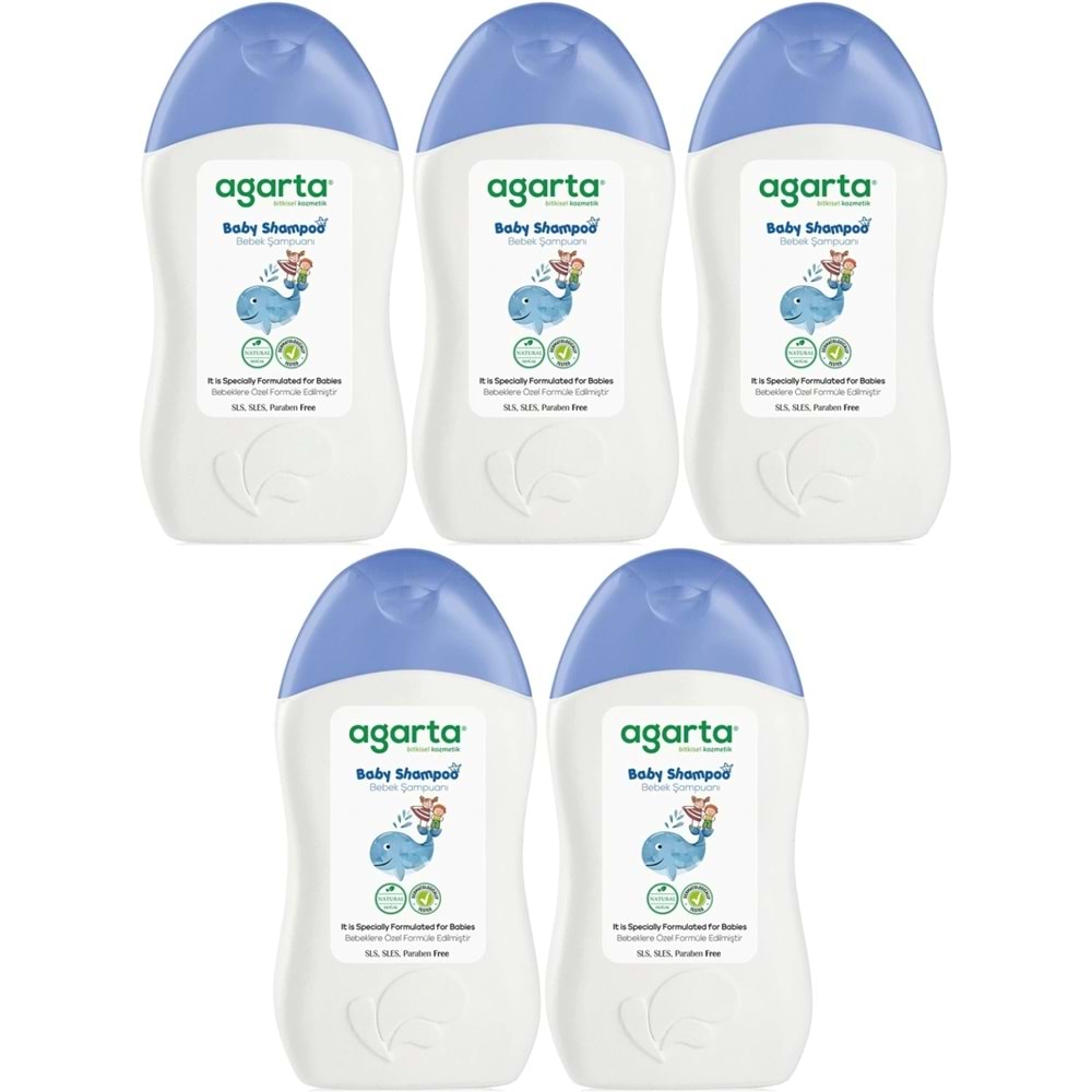 Agarta Doğal Erkek Bebek Çocuk Şampuanı Saç ve Vücut 400 ML (5 Li Set)