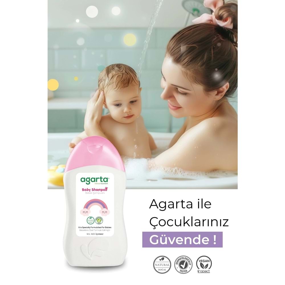 Agarta Doğal Kız Bebek Çocuk Şampuanı Saç ve Vücut 400 ML (3 Lü Set)