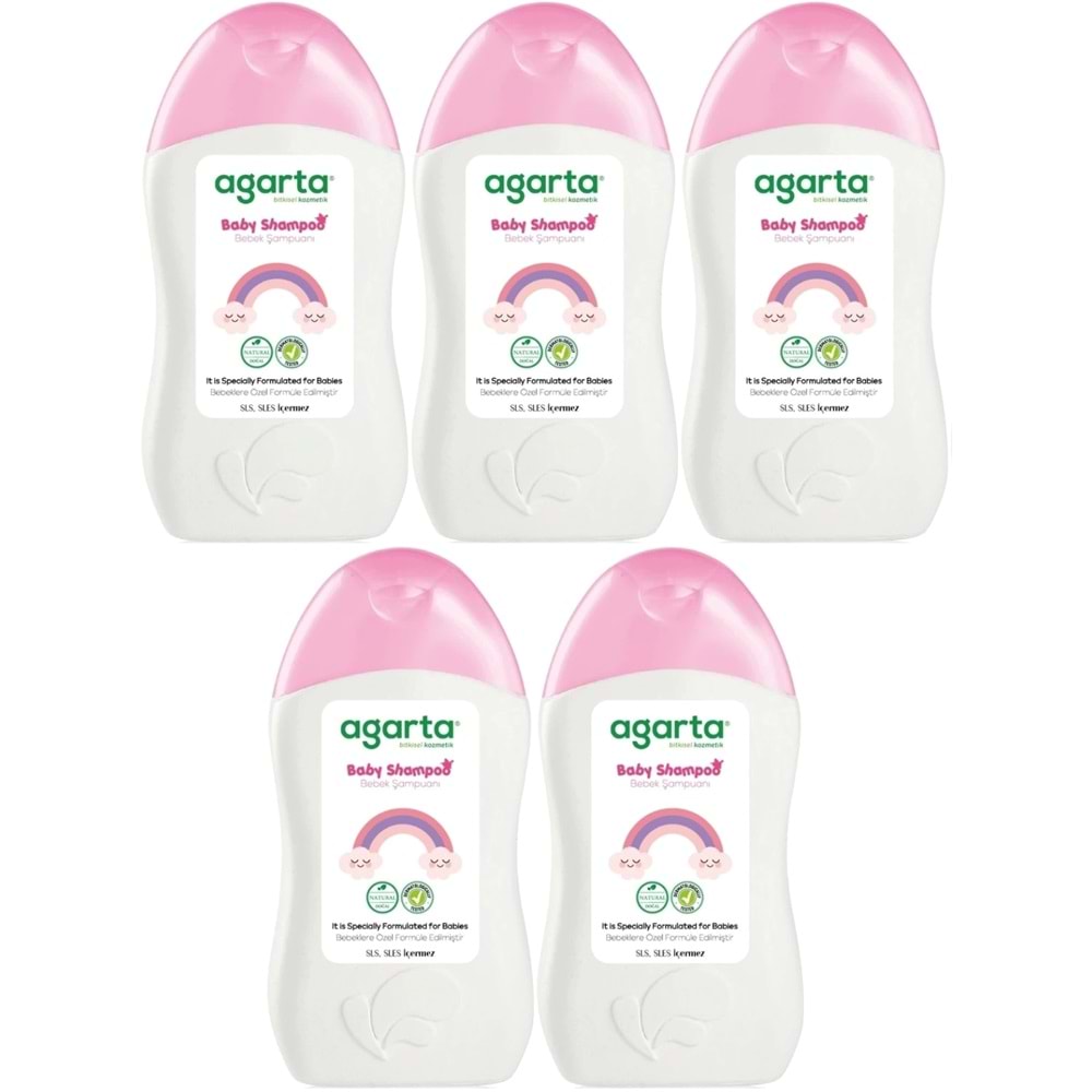 Agarta Doğal Kız Bebek Çocuk Şampuanı Saç ve Vücut 400 ML (5 Li Set)
