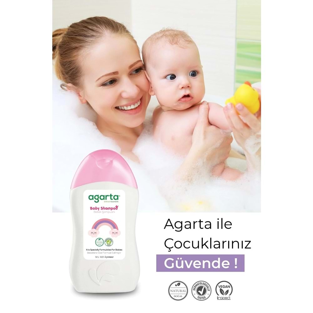 Agarta Doğal Kız Bebek Çocuk Şampuanı Saç ve Vücut 400 ML (5 Li Set)