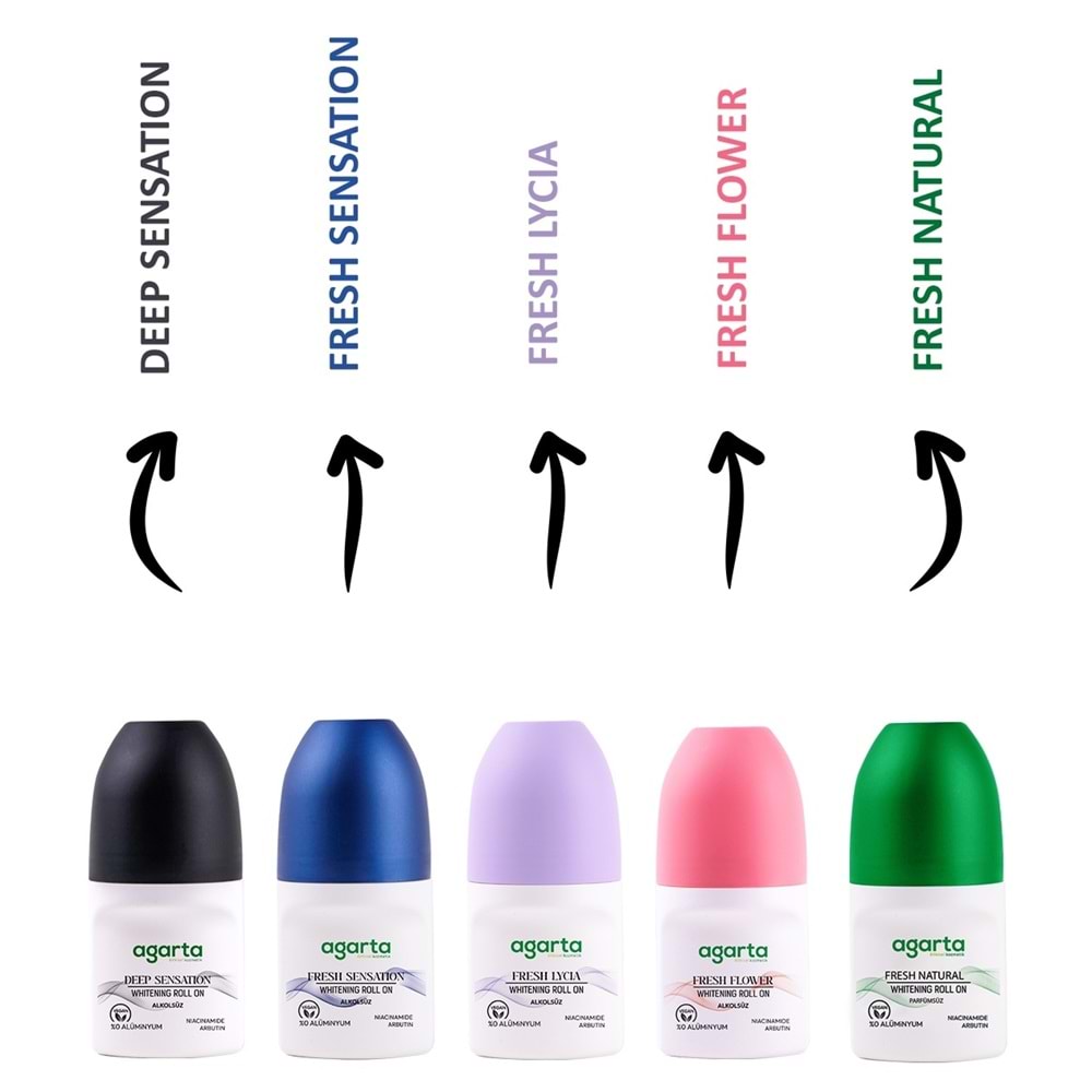 Agarta Roll-On Kadın 50 ML Fresh Flower Sensatıon (24 Saat Etkili Ter Kokusu Önleyici) (4 Lü Set)