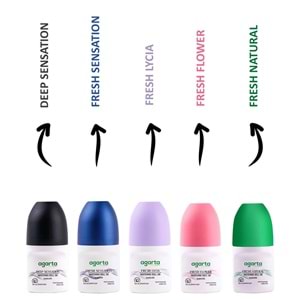 Agarta Roll-On Kadın 50 ML (Fresh Flower-Lycıa-Patchoulı Deep-Sensatıon-Natural) (15 Li Karma Set)