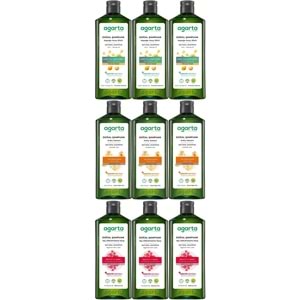 Agarta Doğal Şampuan 400 ML Kepek Karşıtı - Ardıç Katranı,Keratin - Saç Dökülmesine (9 Lu Karma Set)