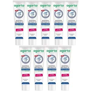 Agarta Doğal Tam koruma Diş Macunu 75 ML Ekstra Beyazlık Güçlü Dişler (Leke Önleyici) (9 Lu Set)