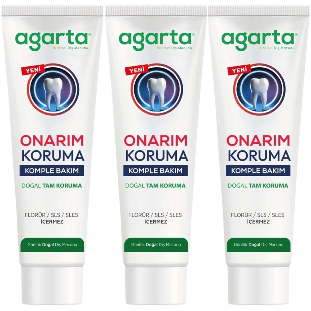 Agarta Doğal Tam koruma Diş Macunu 90 ML Onarım & Koruma (3 Lü Set)