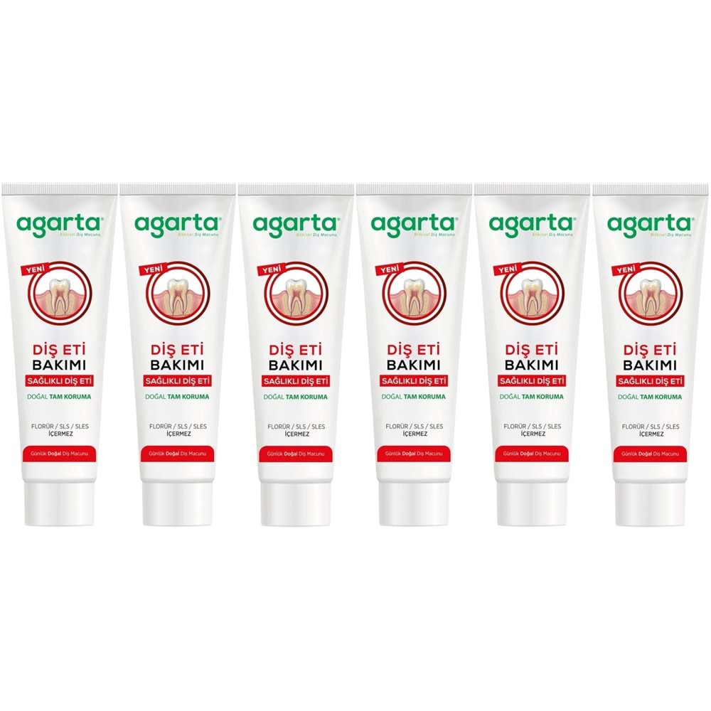 Agarta Doğal Tam koruma Diş Macunu 90 ML Diş Eti Bakımı & Plak Karşıtı (6 Lı Set)