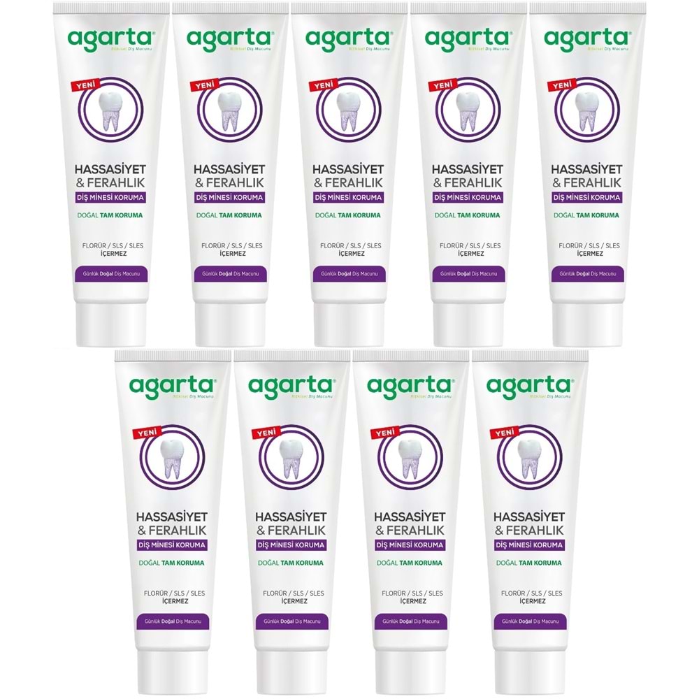 Agarta Doğal Tam koruma Diş Macunu 90 ML Hassasiyet & Ferahlık (9 Lu Set)