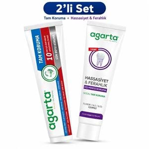 Agarta Doğal Tam koruma Diş Macunu 75 ML Gün Boyu Koruma & Hassasiyet-Ferahlık 90 ML (Karma 2Li Set)