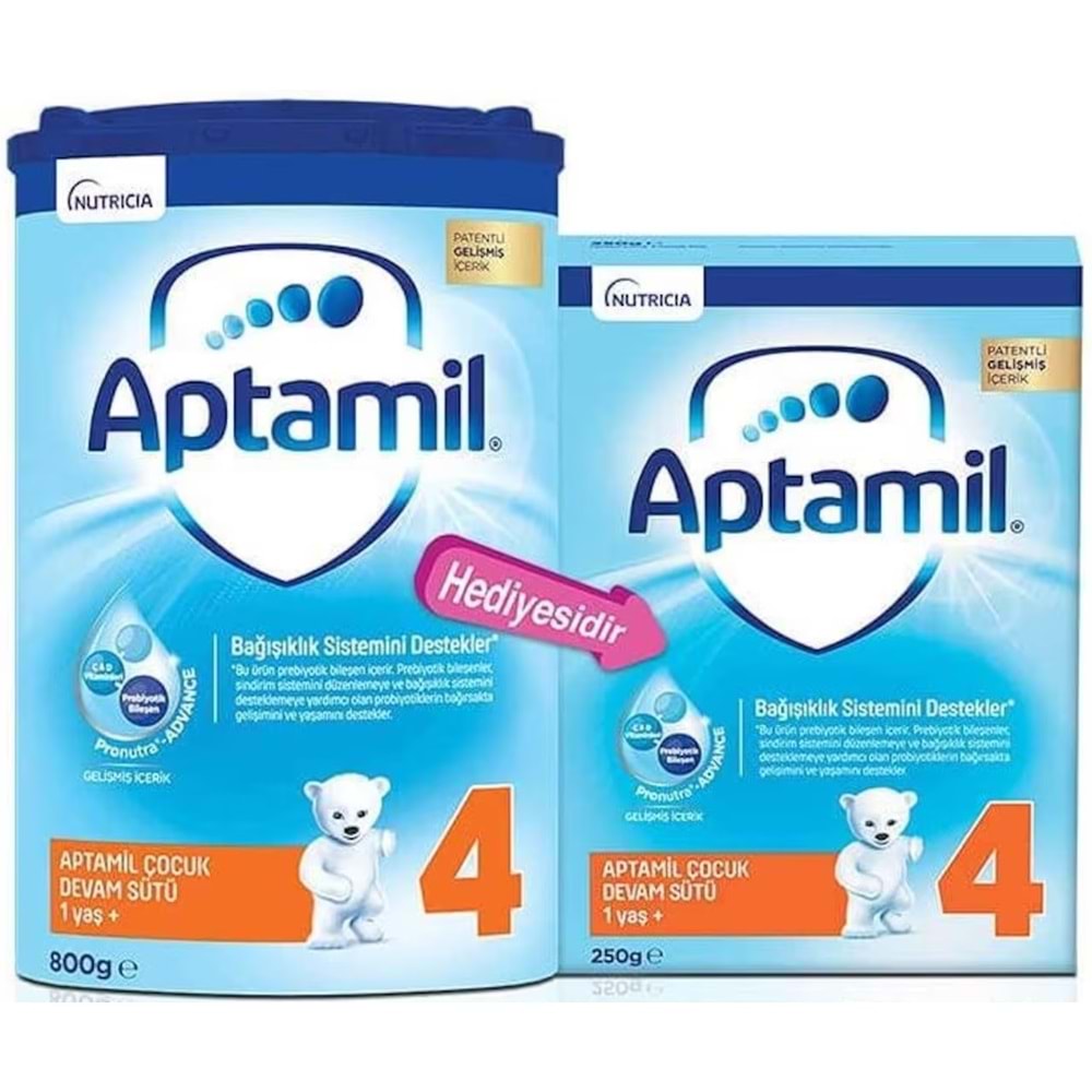 Nutrıcıa Aptamil 800GR+250GR:1050GR Devam Sütü No:4 (1 Yaş ve Üzeri) Avantaj Pk (2 Li Set)