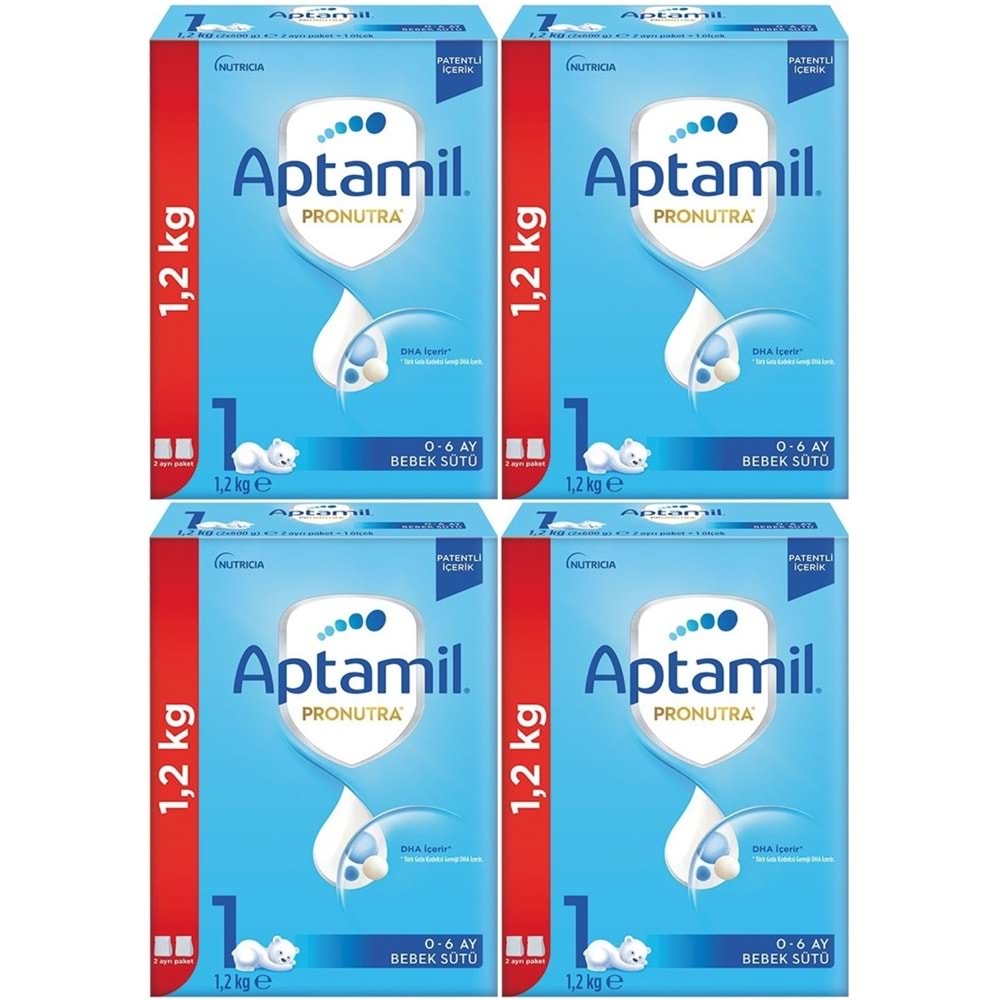Nutrıcıa Aptamil Pronutra 1200GR Bebek Sütü No:1 (0-6 Ay) Yenidoğan Doğumdan itibaren (4 Lü Set)