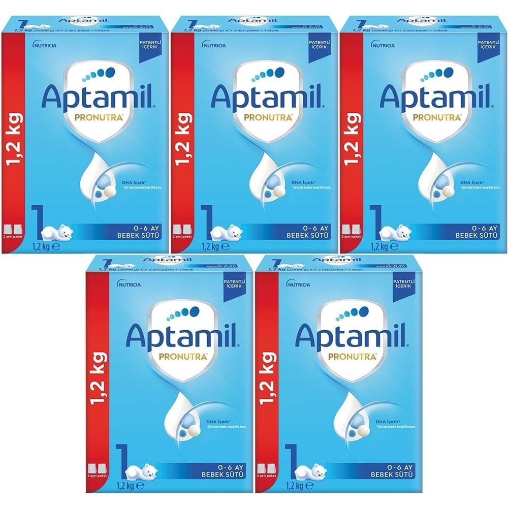 Nutrıcıa Aptamil Pronutra 1200GR Bebek Sütü No:1 (0-6 Ay) Yenidoğan Doğumdan itibaren (5 Li Set)