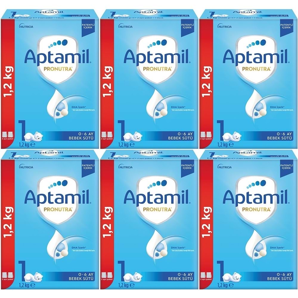 Nutrıcıa Aptamil Pronutra 1200GR Bebek Sütü No:1 (0-6 Ay) Yenidoğan Doğumdan itibaren (6 Lı Set)