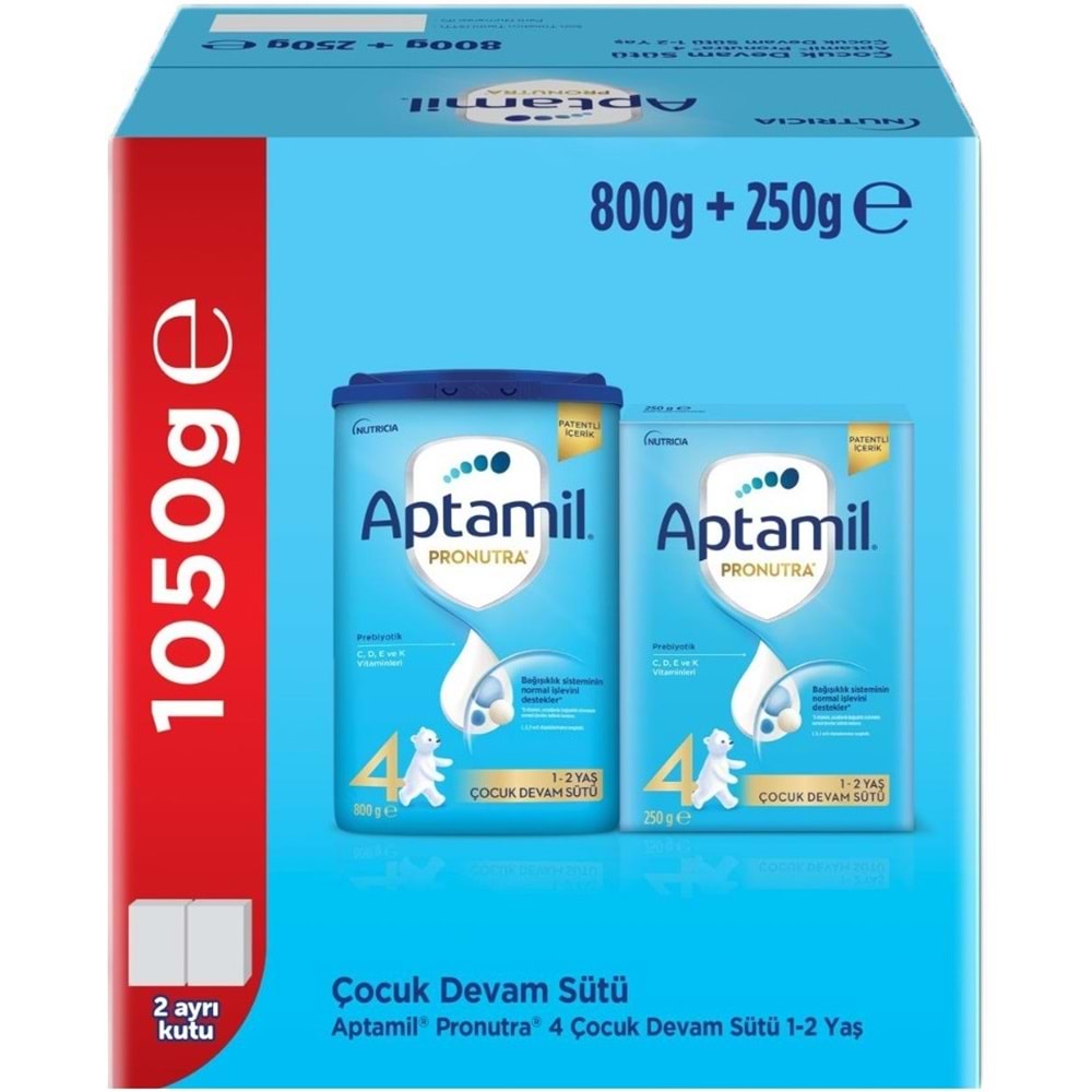 Nutrıcıa Aptamil Pronutra 800GR+250GR Toplam: 1050GR Devam Sütü No:4 (1 Yaş ve Üzeri) (3 Lü Set)