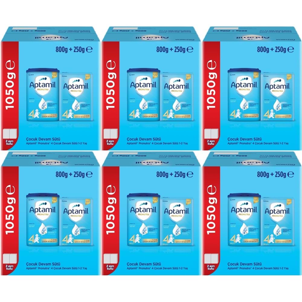 Nutrıcıa Aptamil Pronutra 800GR+250GR Toplam: 1050GR Devam Sütü No:4 (1 Yaş ve Üzeri) (6 Lı Set)