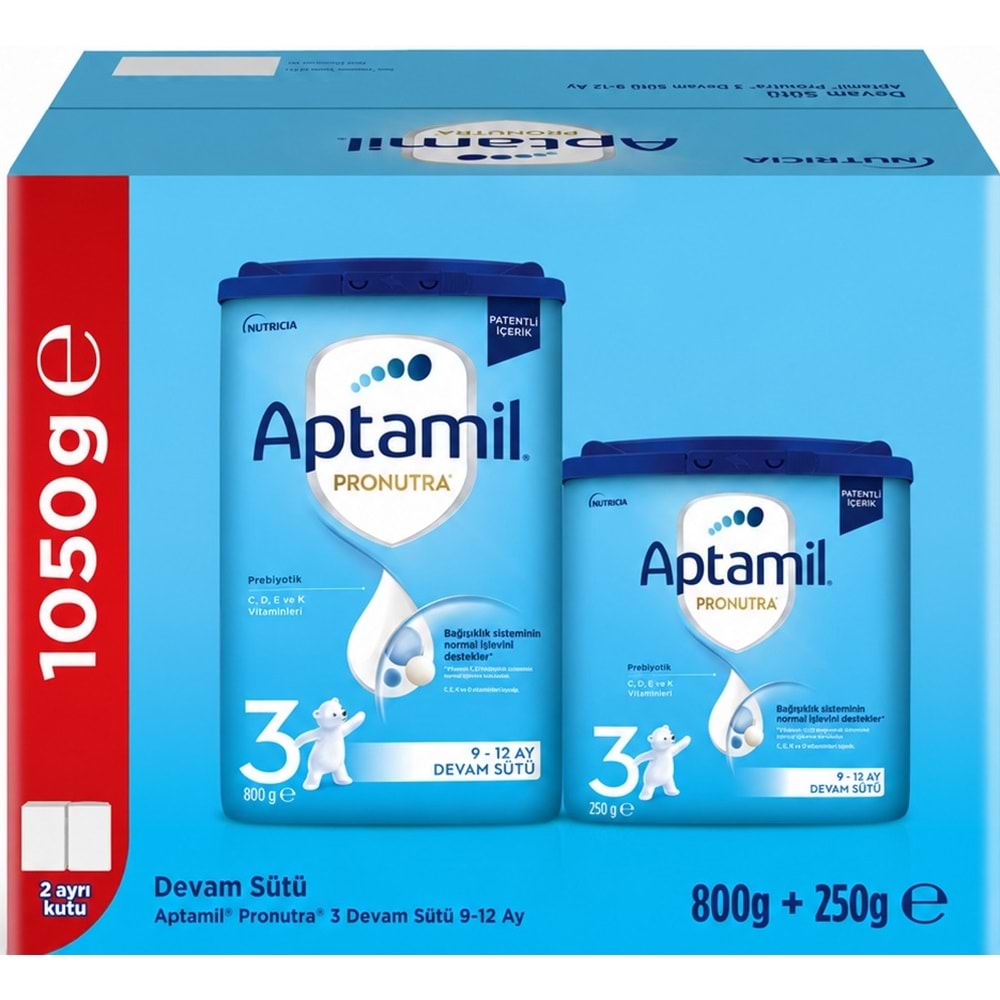 Nutrıcıa Aptamil Pronutra 1050GR (800+250GR) Devam Sütü No:3 (9-12 Ay) Avantaj Pk (2 Li Set)