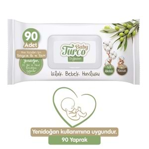 Baby Turco Islak Havlu Mendil Yenidoğan 90 Yaprak Doğadan 3 Lü Set 270 Yaprak Plastik Kapaklı