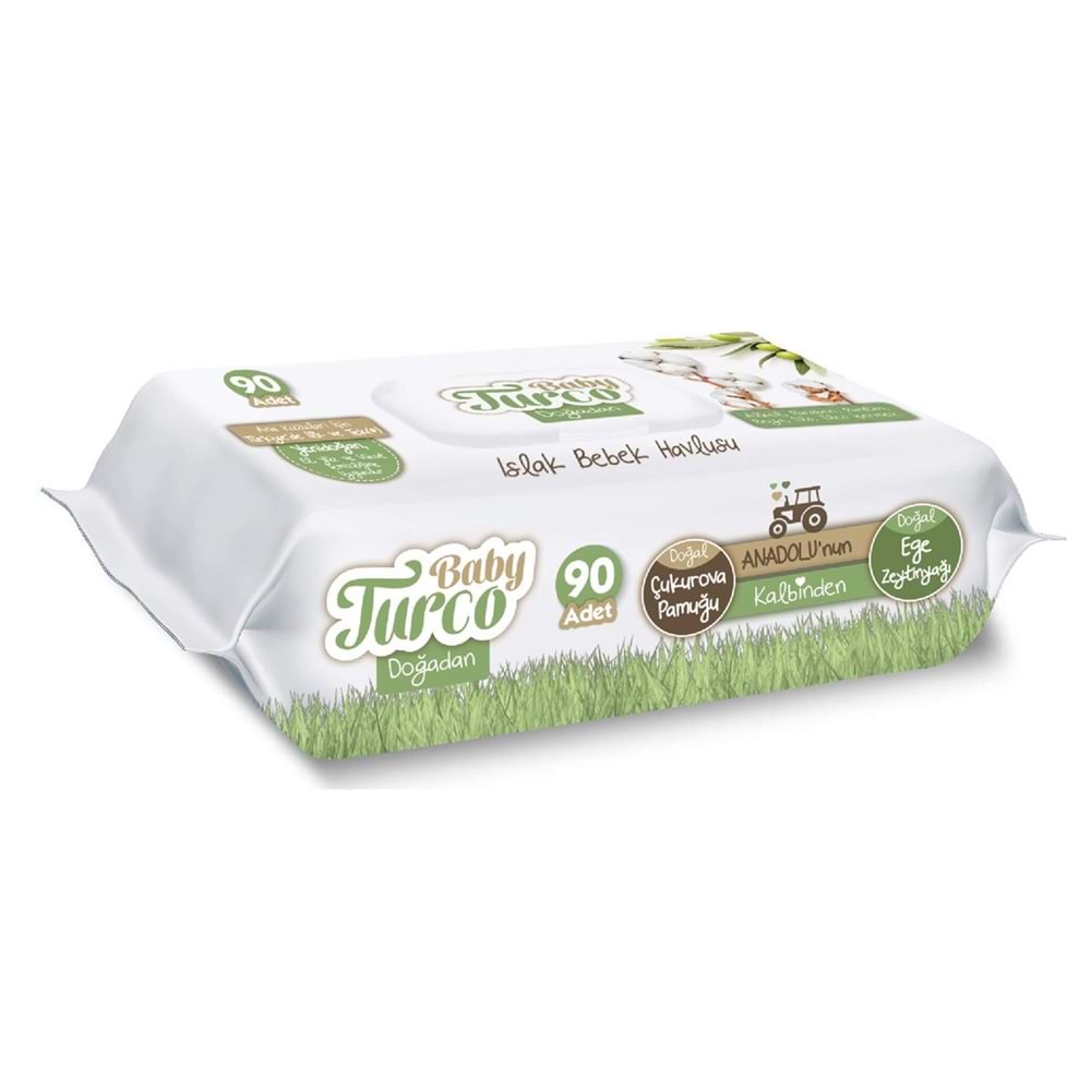 Baby Turco Islak Havlu Mendil Yenidoğan 90 Yaprak Doğadan 48 Li Set 4320 Yaprak Plastik Kapaklı