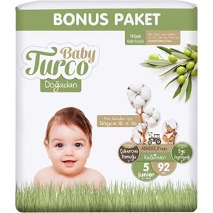 Baby Turco Bebek Bezi Doğadan 5 Beden 12-25 KG Junior 276 Adet Fırsat Bonus Pk