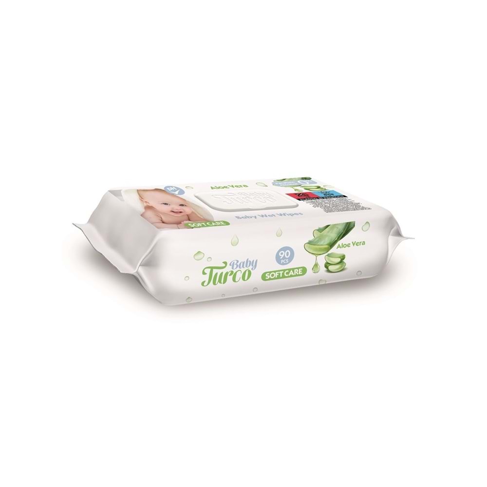 Baby Turco Islak Havlu Mendil Soft Care Aloe Vera 90 Yaprak (18 Li Set) (6PK*3) 1620 Yaprak