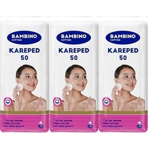 Bambino Cotton Kare Makyaj ve Bebek Temizleme Pamuğu 150 Adet (Kare En-Boy 7CM) (3PK*50)