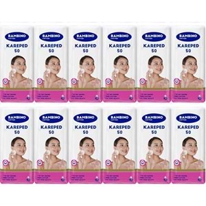 Bambino Cotton Kare Makyaj ve Bebek Temizleme Pamuğu 600 Adet (Kare En-Boy 7CM) (12PK*50)