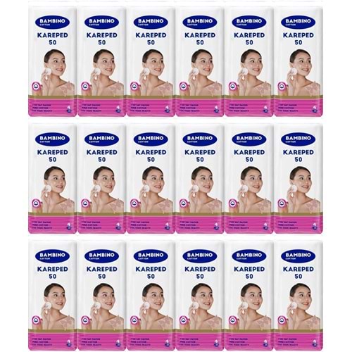 Bambino Cotton Kare Makyaj ve Bebek Temizleme Pamuğu 900 Adet (Kare En-Boy 7CM) (18PK*50)
