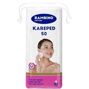Bambino Cotton Kare Makyaj ve Bebek Temizleme Pamuğu 1200 Adet (Kare En-Boy 7CM) (24PK*50)