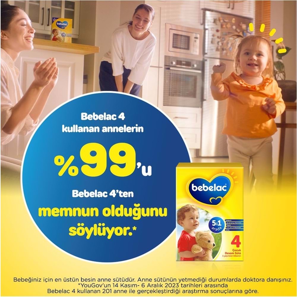 Bebelac 1200GR (800GR+400GR) No:4 Devam Sütü (1+ Yaş) Avantaj Pk (6 Lı Set)