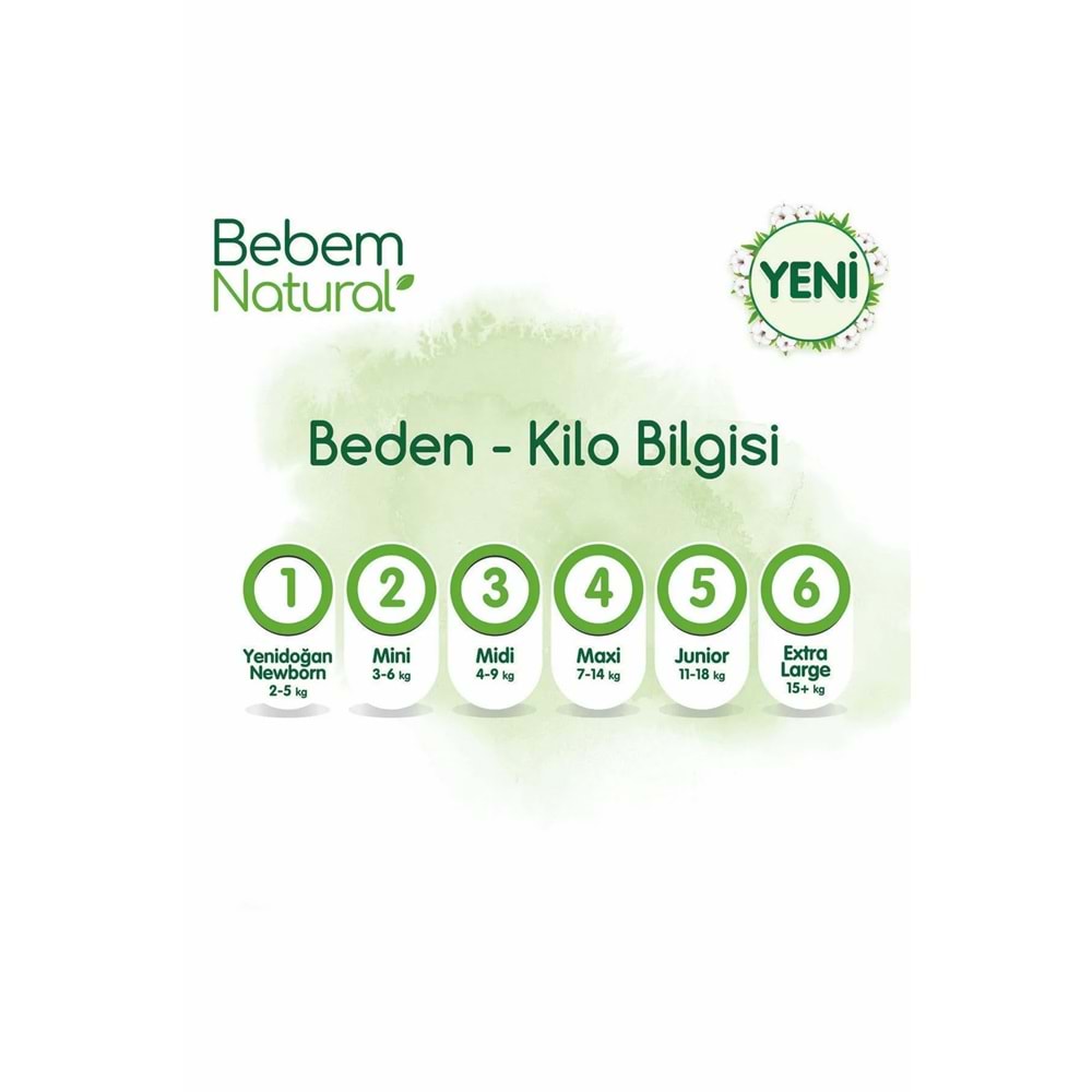 Bebem Bebek Bezi Natural Beden:6 (15+Kg) Extra Large 384 Adet Ekstra Ultra Fırsat Pk