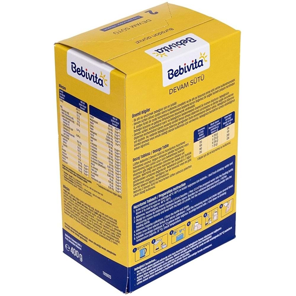 Bebivita Bebek Sütü 400GR No:2 (6-12 Ay) (4 Lü Set)