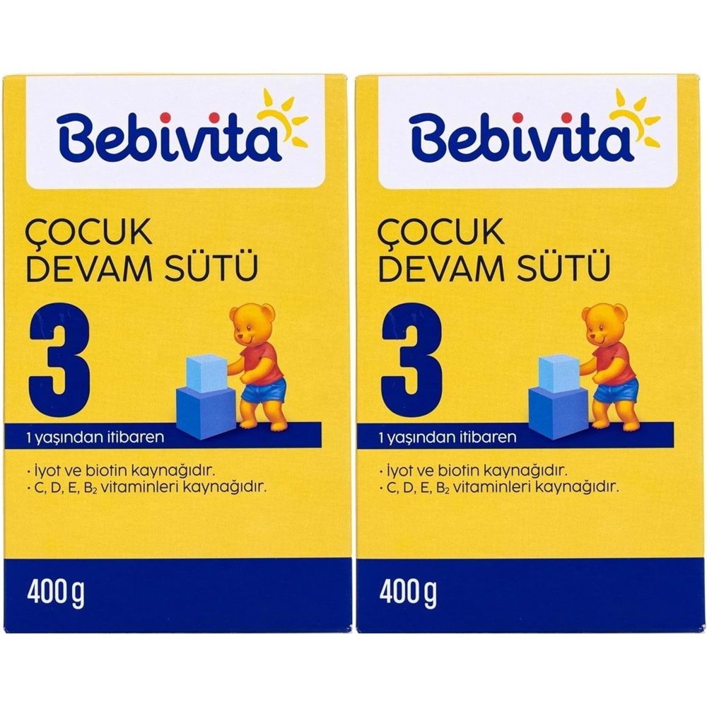 Bebivita Bebek Sütü 400GR No:3 (1 Yaşından İtibaren) (2 Li Set)
