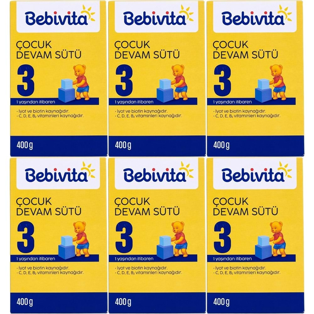 Bebivita Bebek Sütü 400GR No:3 (1 Yaşından İtibaren) (6 Lı Set)