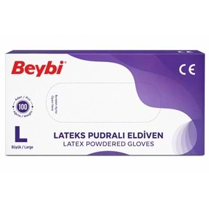 Beybi Lateks Pudralı Muayene Eldiveni L - Large - Büyük 400 Lü Set