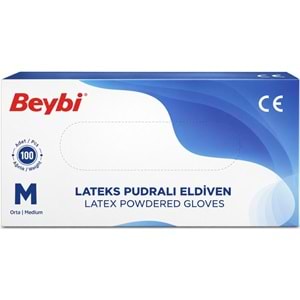 Beybi Lateks Pudralı Muayene Eldiveni M - Medium - Orta / L - Large - Büyük Karma 800 Lü Set